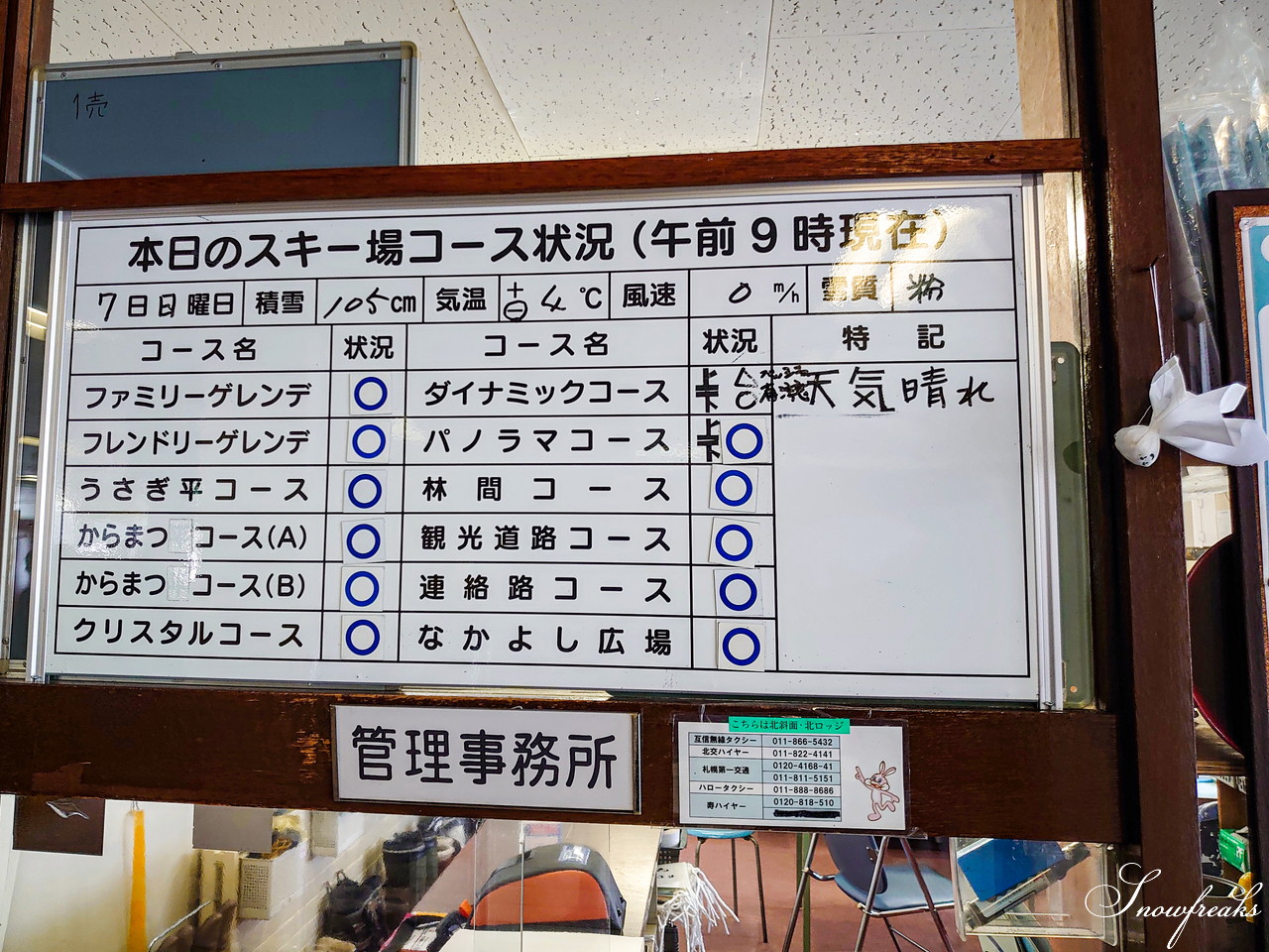 札幌藻岩山スキー場　積雪 105cm。スキーヤーだけが楽しめる！名物の急斜面『うさぎ平』＆『からまつ』両上級者コースもコンディション良好です(^^)/